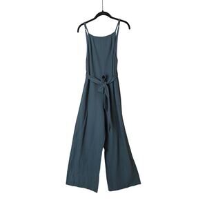 Line + Dot Teal Cotton Wide-Leg Jumpsuit Size Small Minimalist Elevated Basics